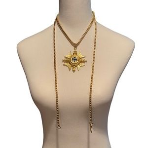 vintage DONNA KARAN medallion crest pendant necklace